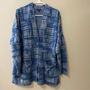 J. Jill Pure Jill Cardigan Indigo oversized pockets long line blue brown